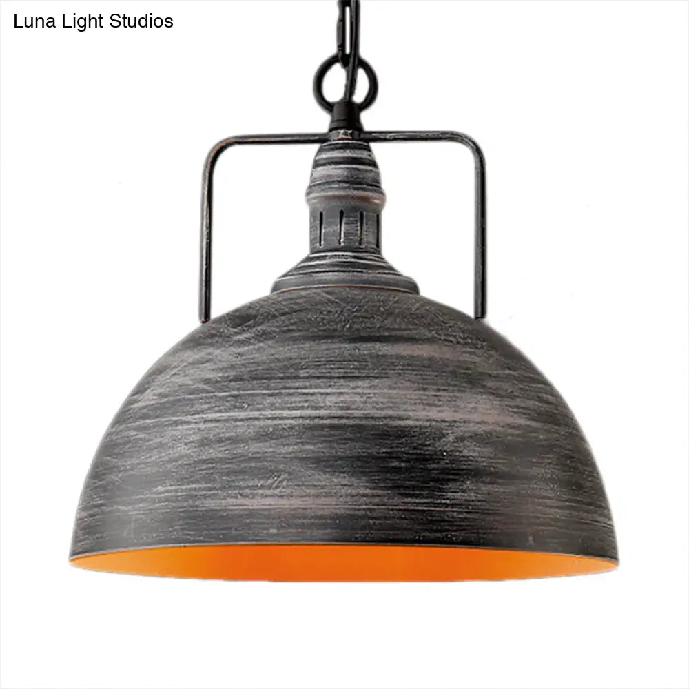 Industrial Metal Domed Pendant Lamp - Aged Silver 1 Light 12’/16’ Width