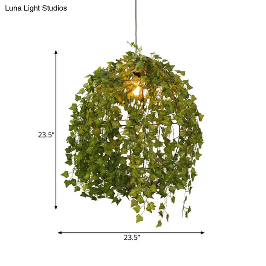 Suspension Lamp: Sphere Restaurant Plant - Industrial Metal Green Led Pendant Light (12/23.5 Dia 1