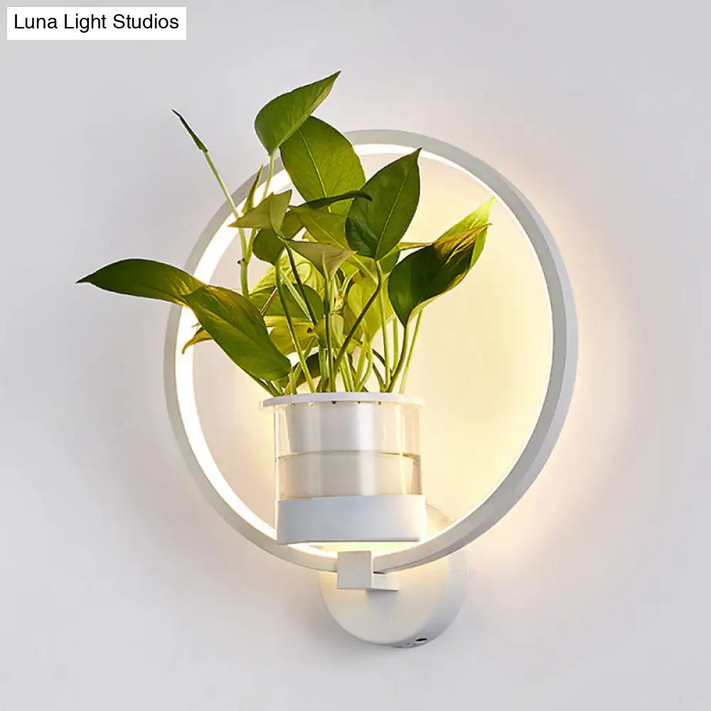 Industrial Metal Led Wall Sconce With Round/Oval Shape And 3 Color Light Options For Bedroom