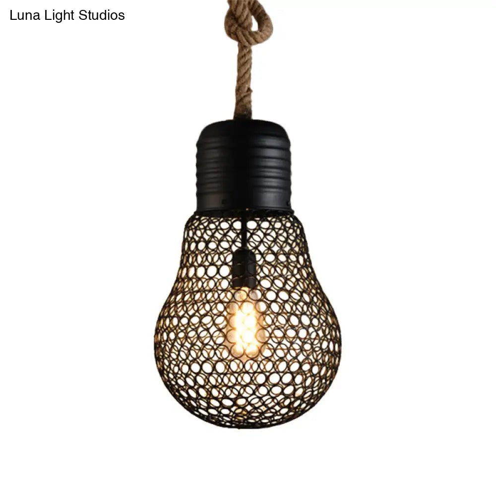 Industrial Metal Mesh Pendant Light - 6’/11’ Wide Loft Style 1 Head Black