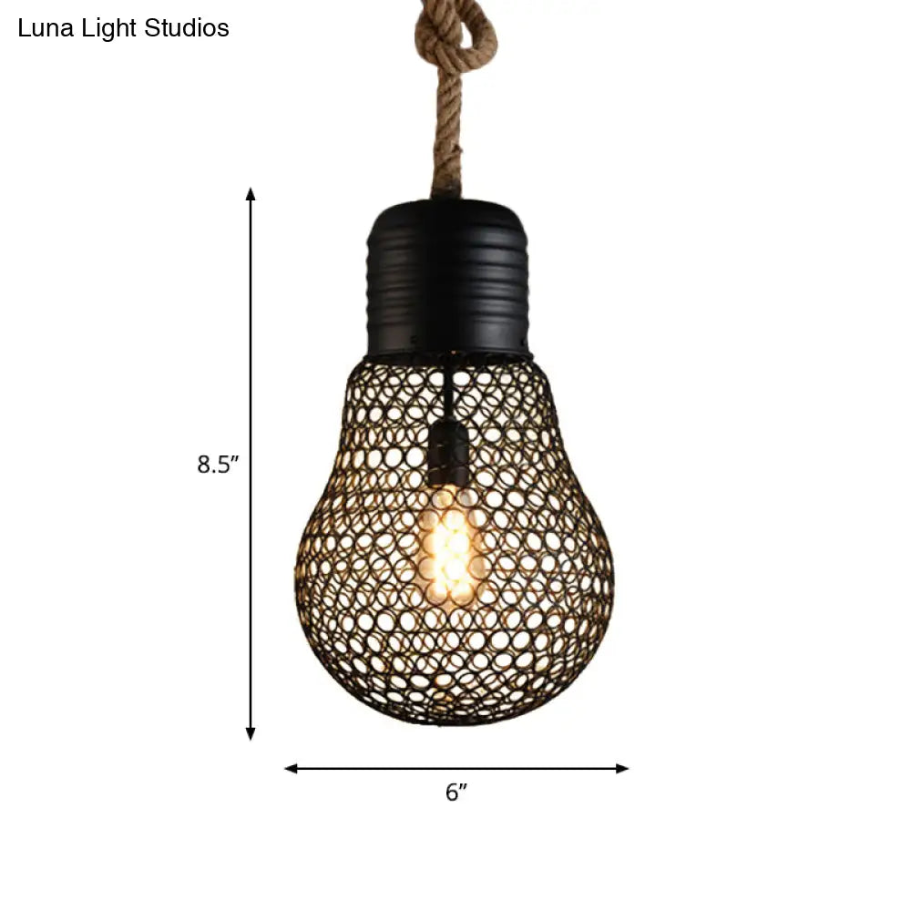 Industrial Metal Mesh Pendant Light - 6’/11’ Wide Loft Style 1 Head Black