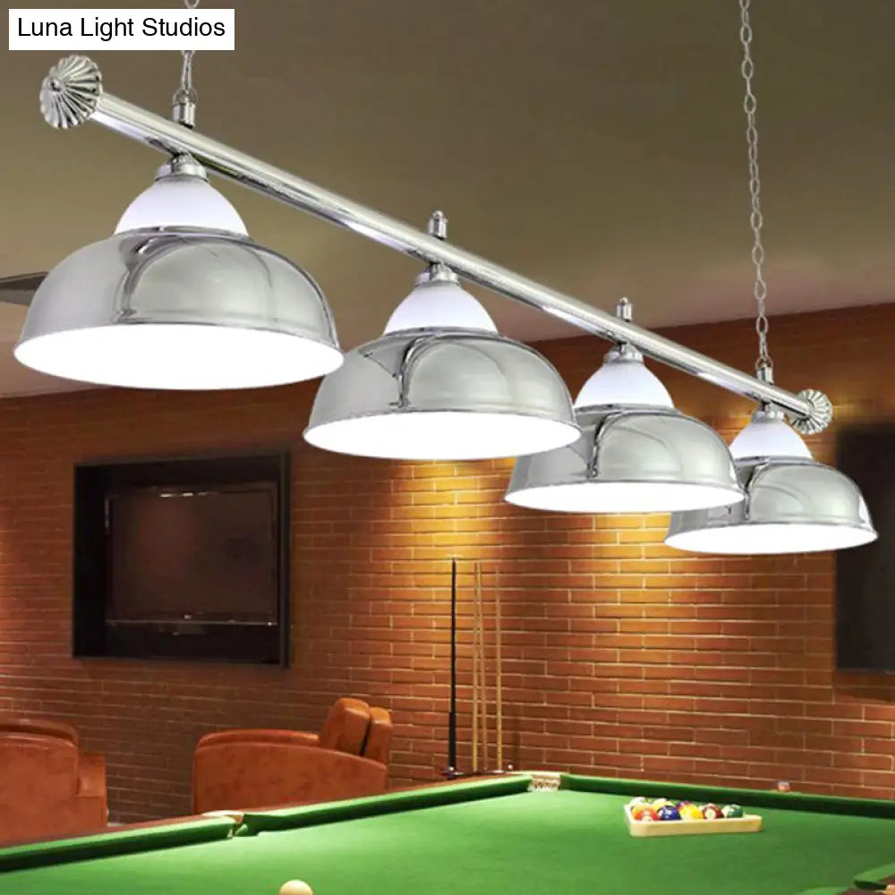 Industrial Metal Mirrored Bowl Pendant Light - Suspended Lighting Fixture For Billiard Room Or