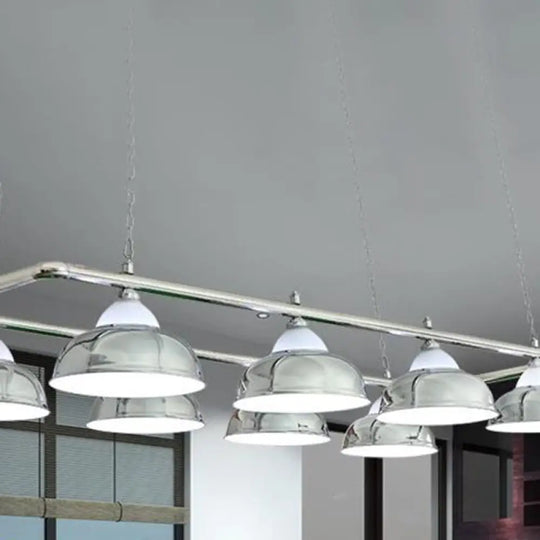 Industrial Metal Mirrored Bowl Pendant Light - Suspended Lighting Fixture For Billiard Room Or