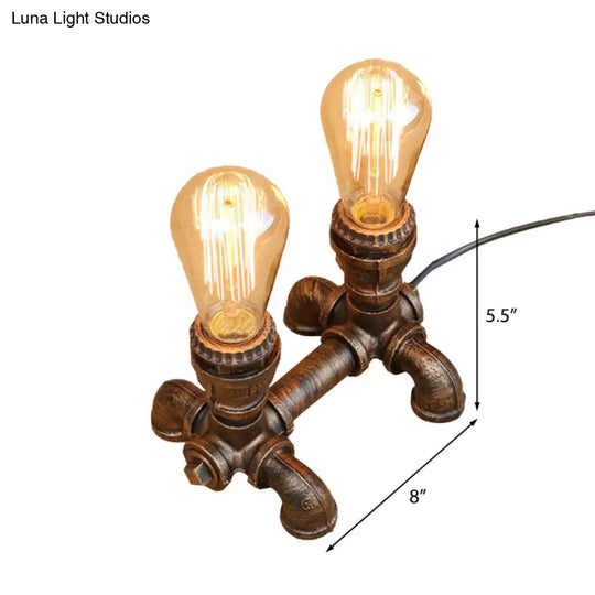 Industrial Metal Open Bulb Standing Table Light - Bronze Finish 2/3 Lights Coffee Shop Lighting With