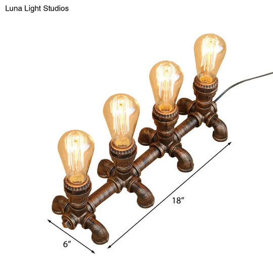 Industrial Metal Open Bulb Standing Table Light - Bronze Finish 2/3 Lights Coffee Shop Lighting With