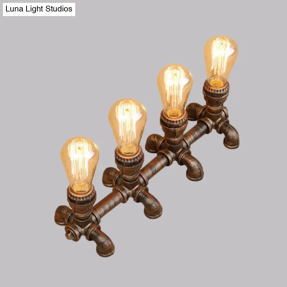 Industrial Metal Open Bulb Standing Table Light - Bronze Finish 2/3 Lights Coffee Shop Lighting With