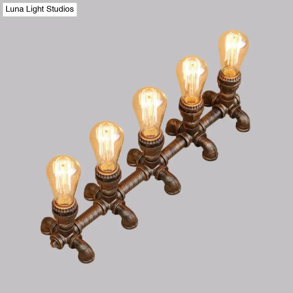 Industrial Metal Open Bulb Standing Table Light - Bronze Finish 2/3 Lights Coffee Shop Lighting With