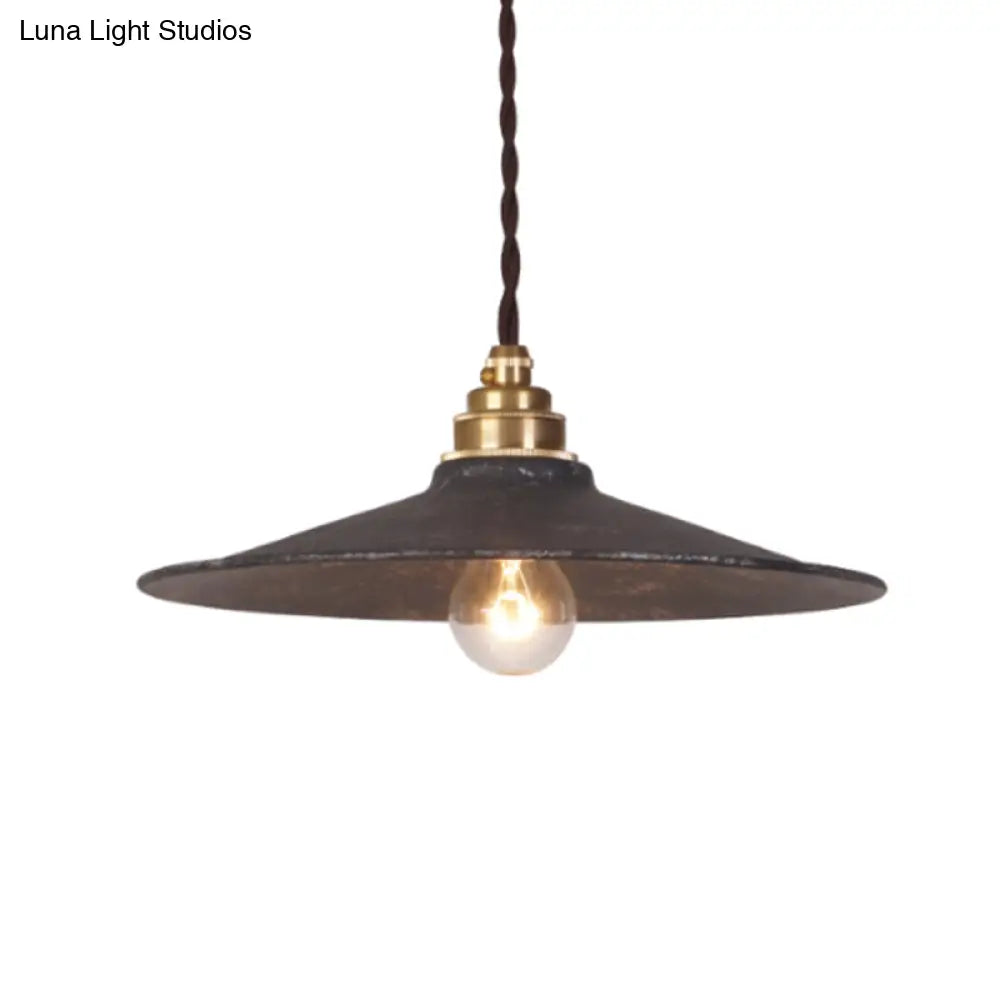 Sleek Industrial Metal Pendant Ceiling Lamp - Single Shaded Suspension Lighting For Bistro Black