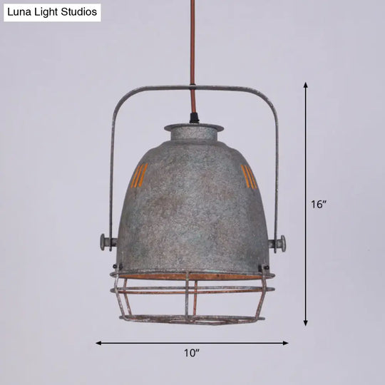 Industrial Metal Pendant Ceiling Lamp: Single-Shade Suspension Lighting For Bistro