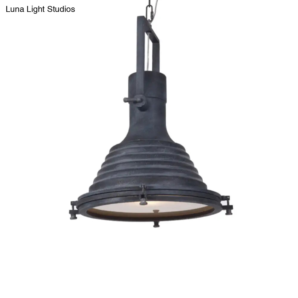 Sleek Industrial Metal Pendant Ceiling Lamp - Single Shaded Suspension Lighting For Bistro Gray Blue