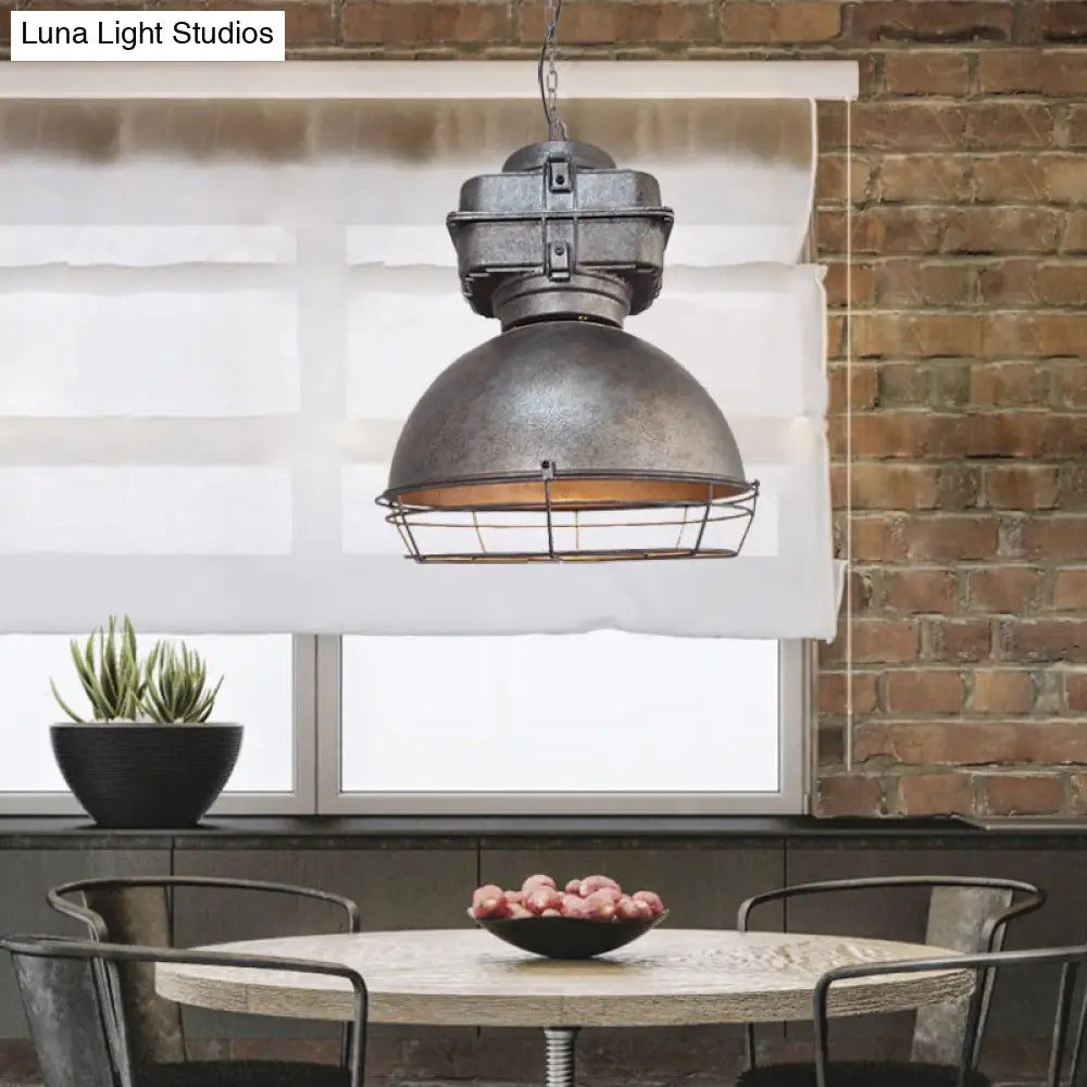 Industrial Metal Pendant Ceiling Lamp: Single-Shade Suspension Lighting For Bistro