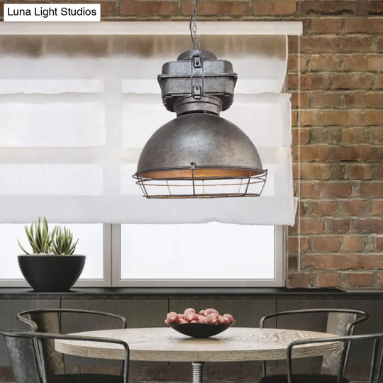 Industrial Metal Pendant Ceiling Lamp: Single-Shade Suspension Lighting For Bistro