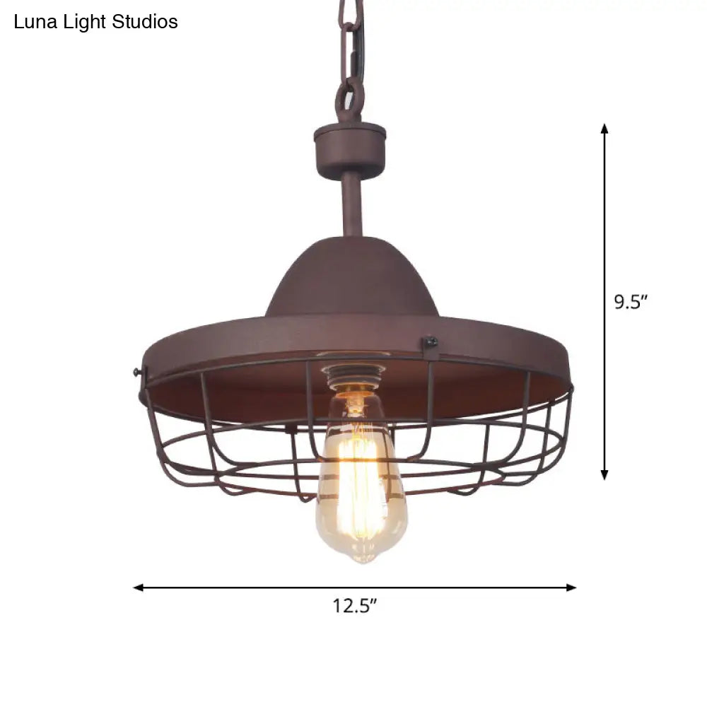 Sleek Industrial Metal Pendant Ceiling Lamp - Single Shaded Suspension Lighting For Bistro