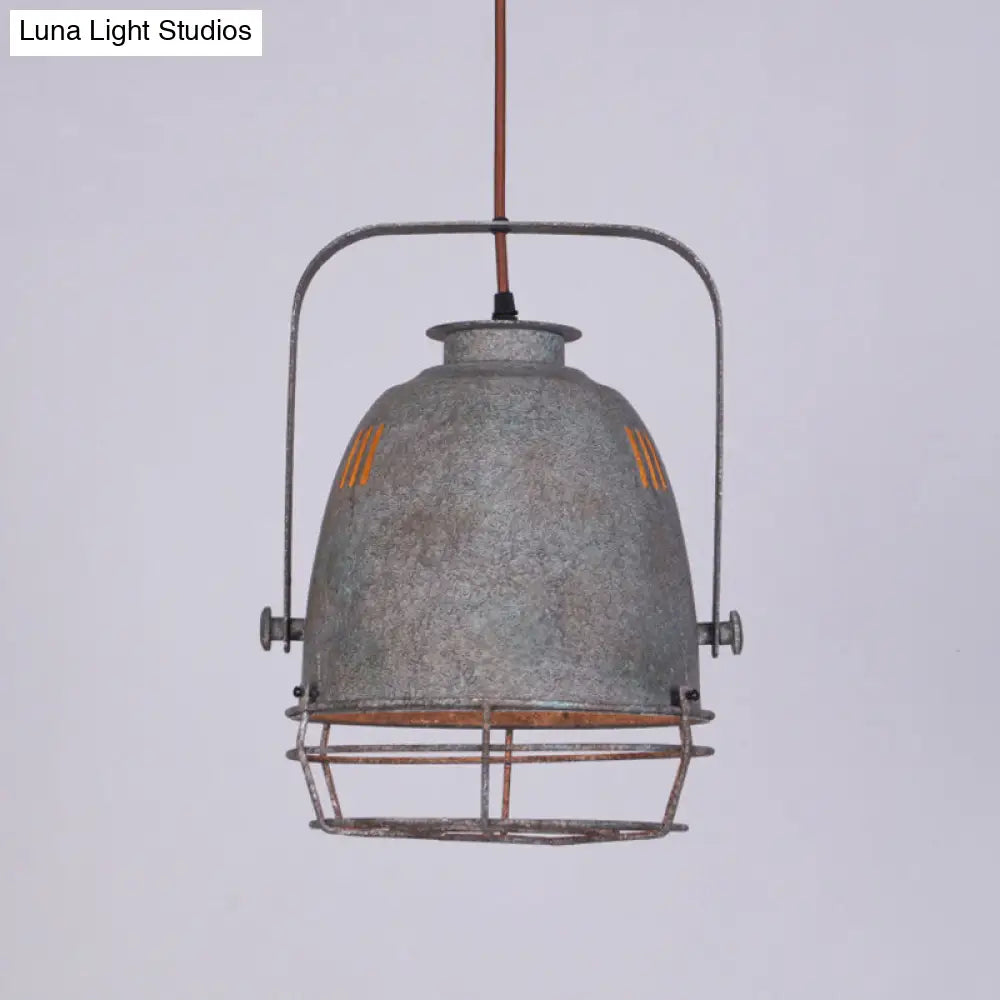 Sleek Industrial Metal Pendant Ceiling Lamp - Single Shaded Suspension Lighting For Bistro Red-Gray