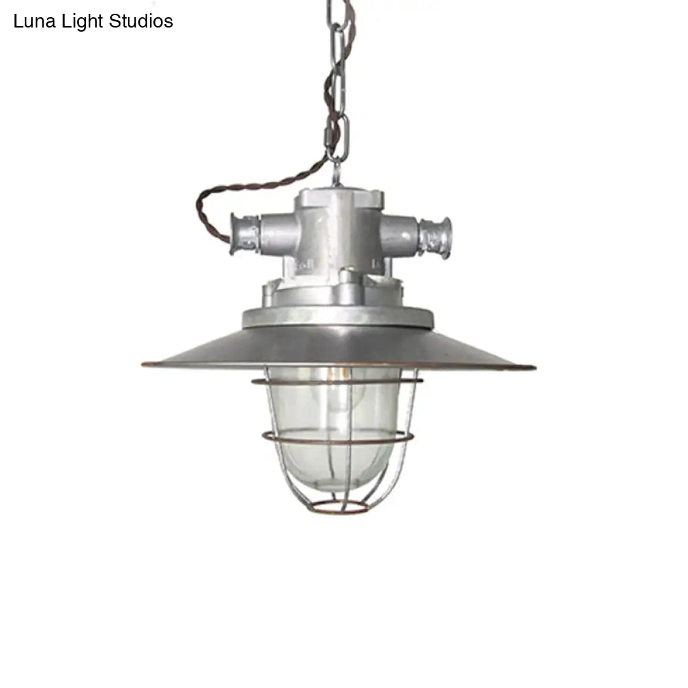 Sleek Industrial Metal Pendant Ceiling Lamp - Single Shaded Suspension Lighting For Bistro Textured