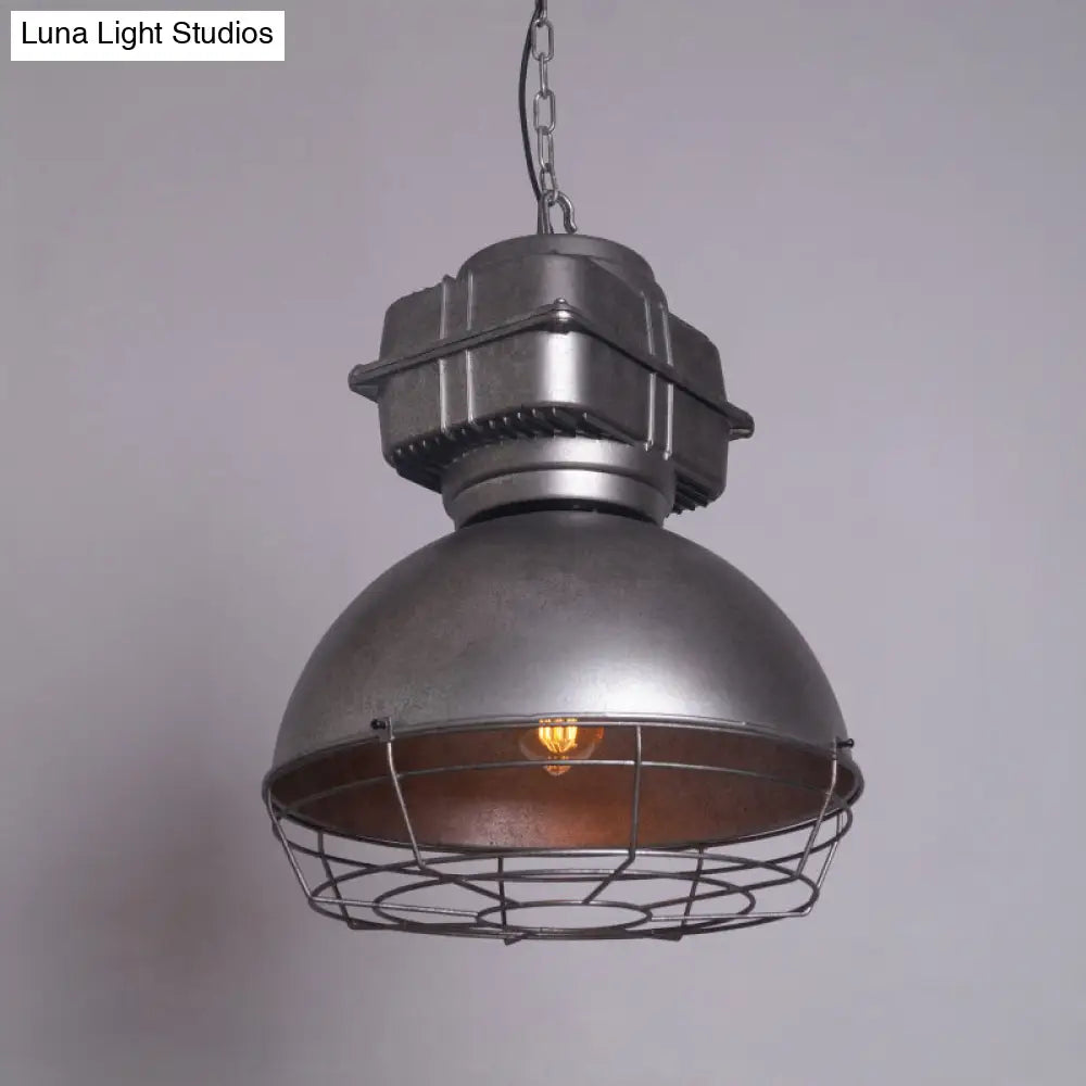 Sleek Industrial Metal Pendant Ceiling Lamp - Single Shaded Suspension Lighting For Bistro Silver