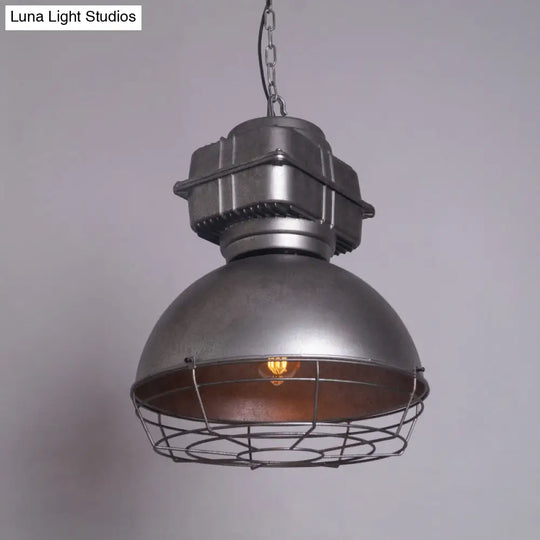 Sleek Industrial Metal Pendant Ceiling Lamp - Single Shaded Suspension Lighting For Bistro Silver