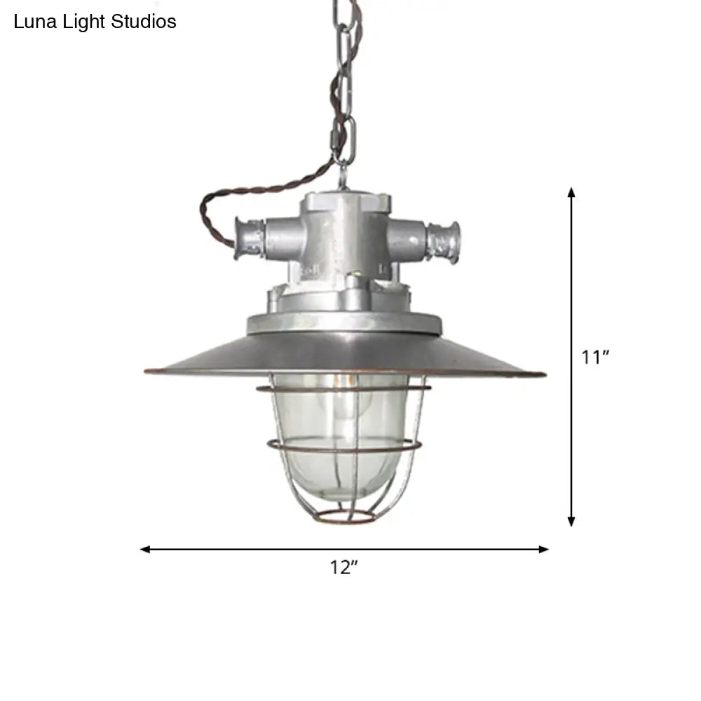 Industrial Metal Pendant Ceiling Lamp: Single-Shade Suspension Lighting For Bistro