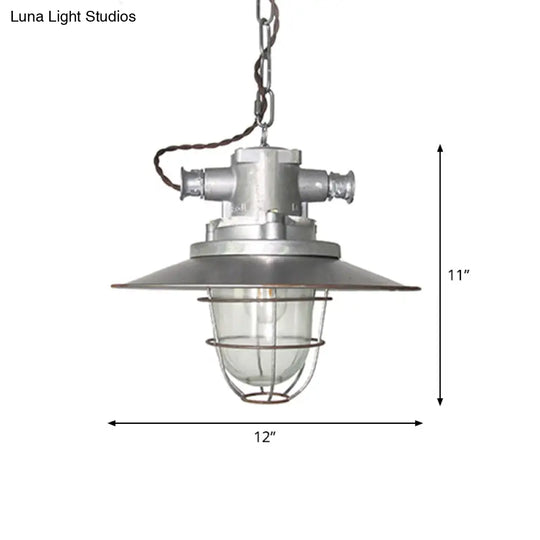 Industrial Metal Pendant Ceiling Lamp: Single-Shade Suspension Lighting For Bistro