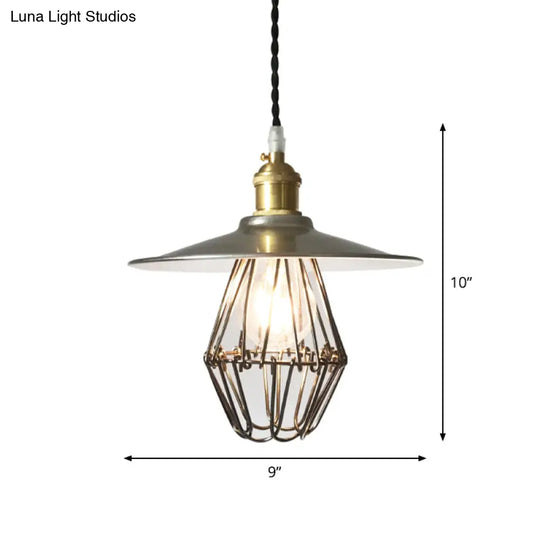 Industrial Metal Pendant Ceiling Lamp: Single-Shade Suspension Lighting For Bistro