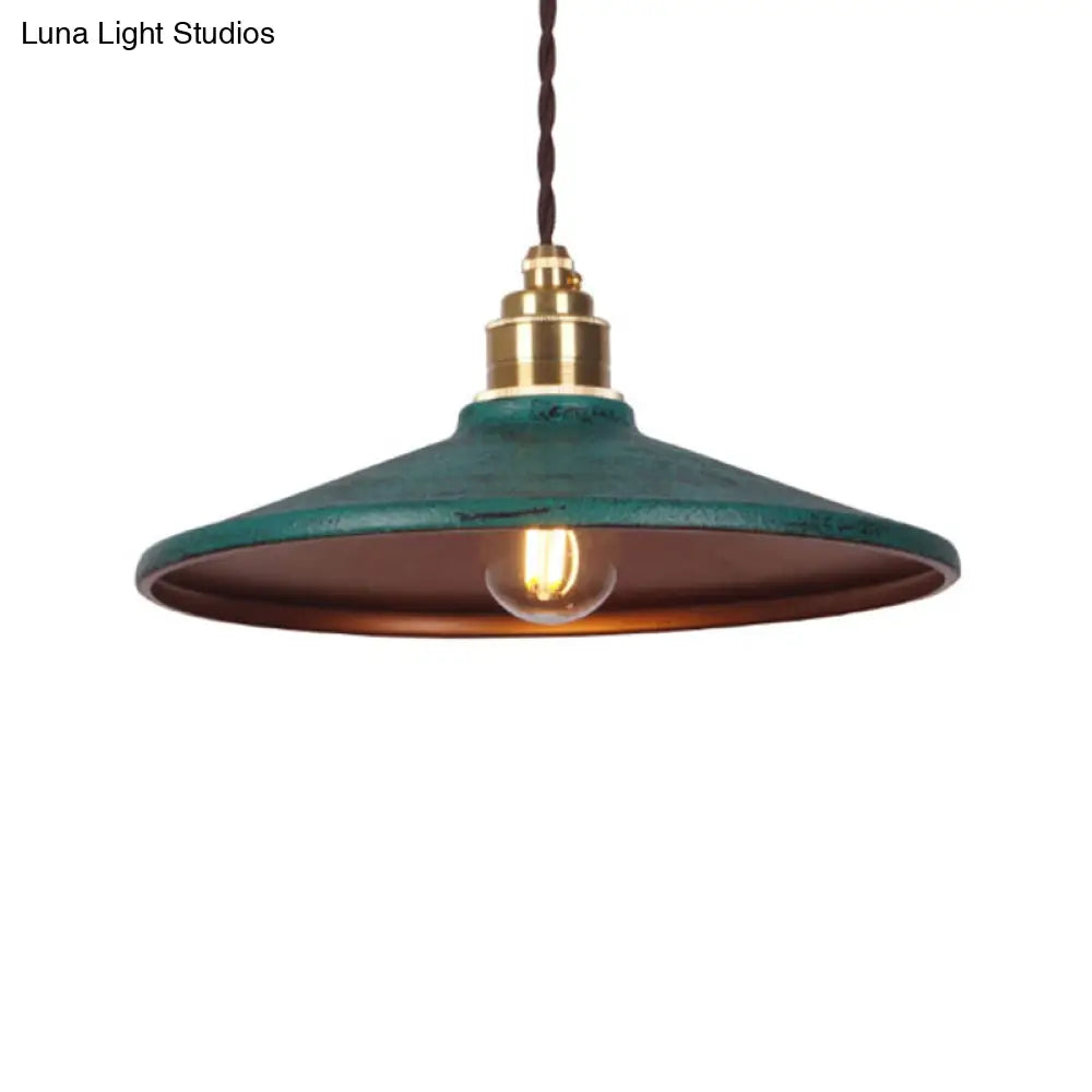 Sleek Industrial Metal Pendant Ceiling Lamp - Single Shaded Suspension Lighting For Bistro Green