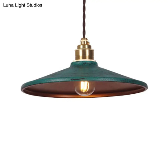 Sleek Industrial Metal Pendant Ceiling Lamp - Single Shaded Suspension Lighting For Bistro Green