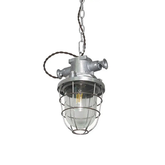 Industrial Metal Pendant Ceiling Lamp: Single-Shade Suspension Lighting For Bistro Aged Silver