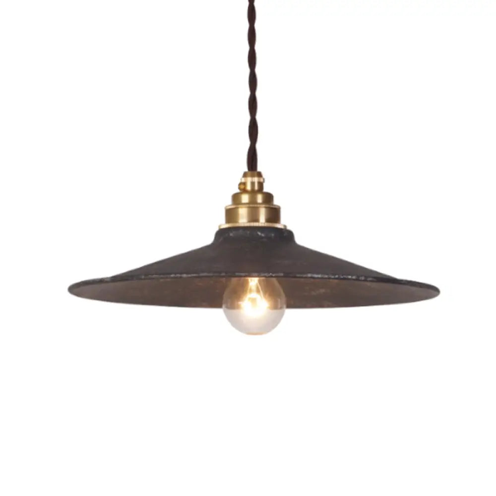 Industrial Metal Pendant Ceiling Lamp: Single-Shade Suspension Lighting For Bistro Black