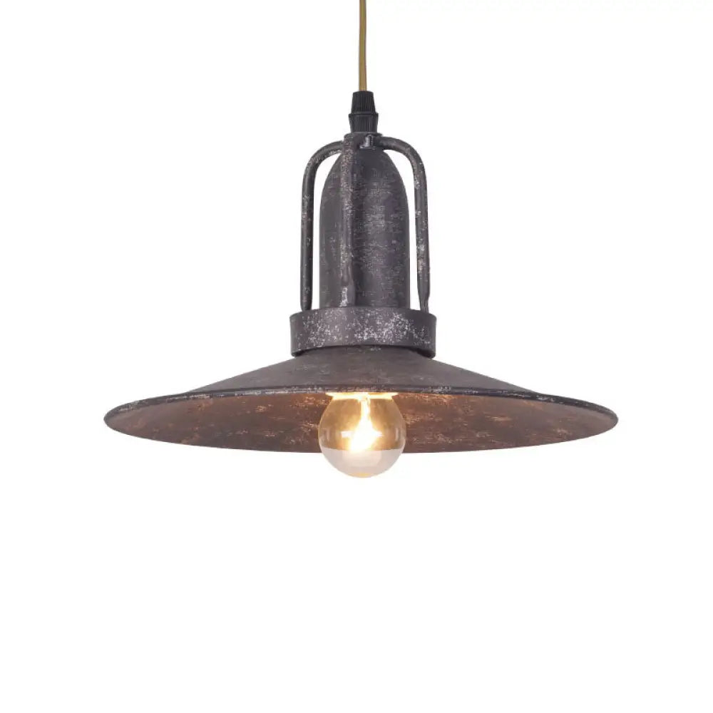 Industrial Metal Pendant Ceiling Lamp: Single-Shade Suspension Lighting For Bistro Black-Gray