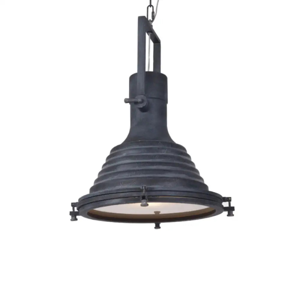 Industrial Metal Pendant Ceiling Lamp: Single-Shade Suspension Lighting For Bistro Gray Blue