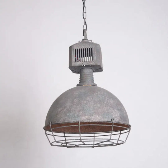 Industrial Metal Pendant Ceiling Lamp: Single-Shade Suspension Lighting For Bistro Gray-White