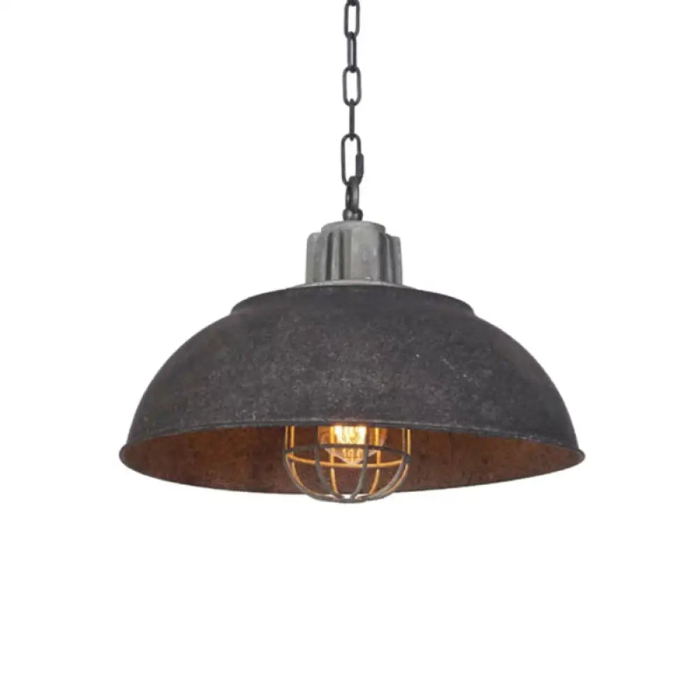 Industrial Metal Pendant Ceiling Lamp: Single-Shade Suspension Lighting For Bistro Grey