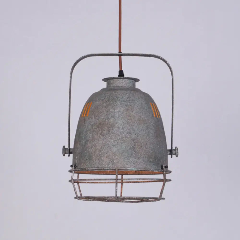 Industrial Metal Pendant Ceiling Lamp: Single-Shade Suspension Lighting For Bistro Red-Gray