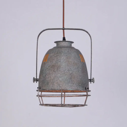 Industrial Metal Pendant Ceiling Lamp: Single-Shade Suspension Lighting For Bistro Red-Gray