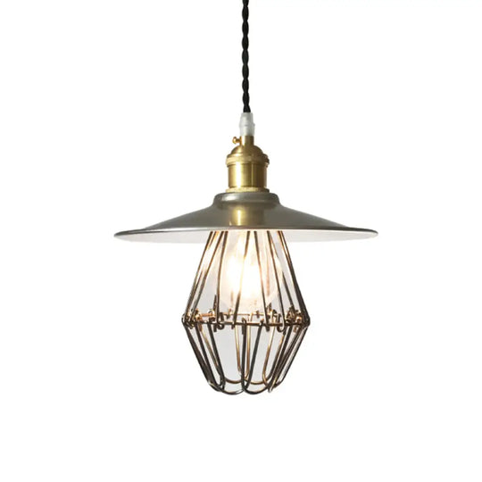 Industrial Metal Pendant Ceiling Lamp: Single-Shade Suspension Lighting For Bistro Silver