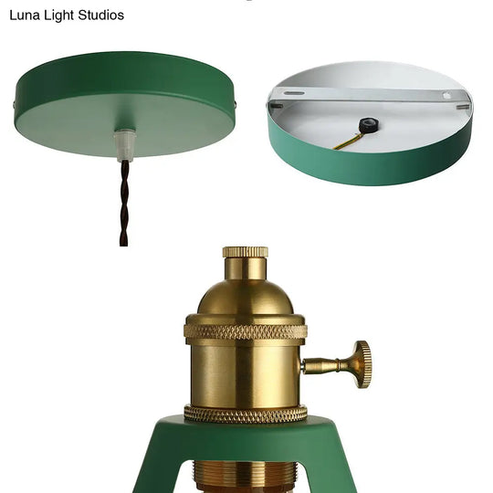 Stylish Green Barn Ceiling Light: Industrial Metal Pendant Lamp For Living Room With Plug-In Cord