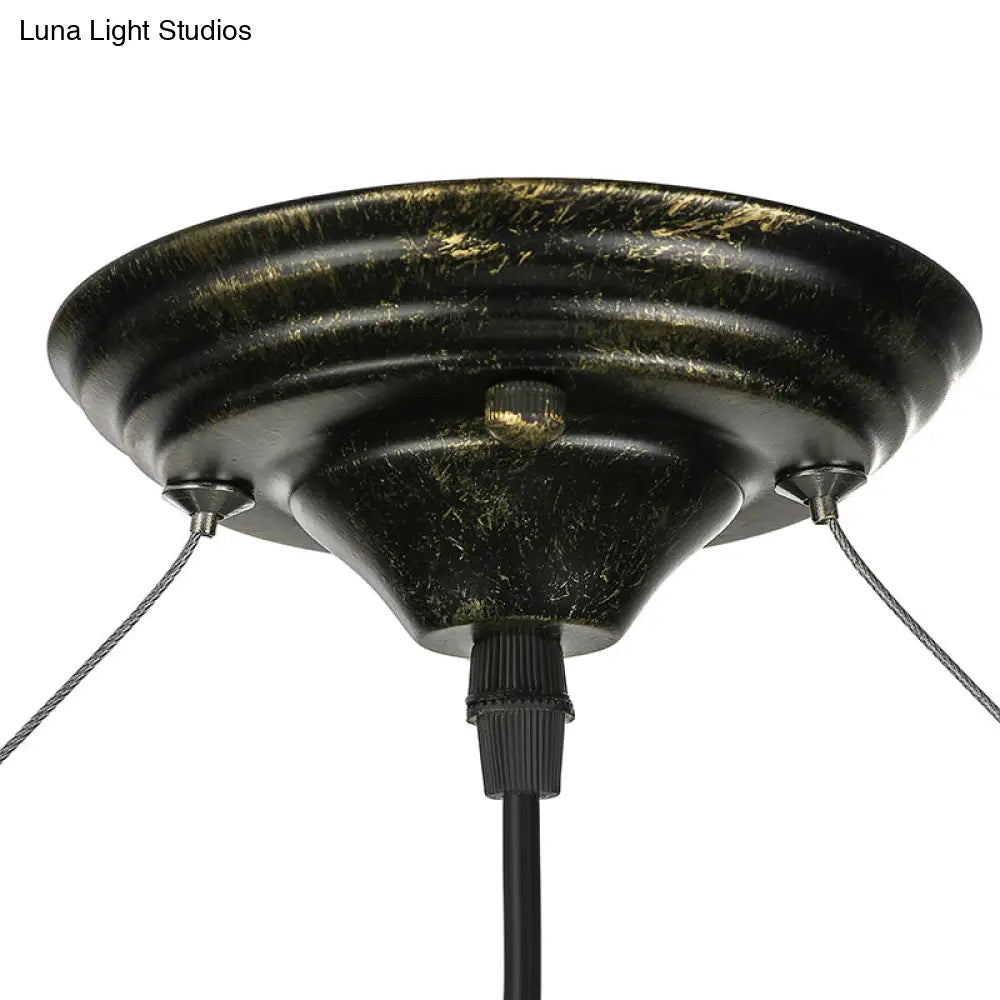 Industrial Metal Pendant Lamp With Bare Bulb - 5 Antique Brass Ceiling Light For Living Room Island