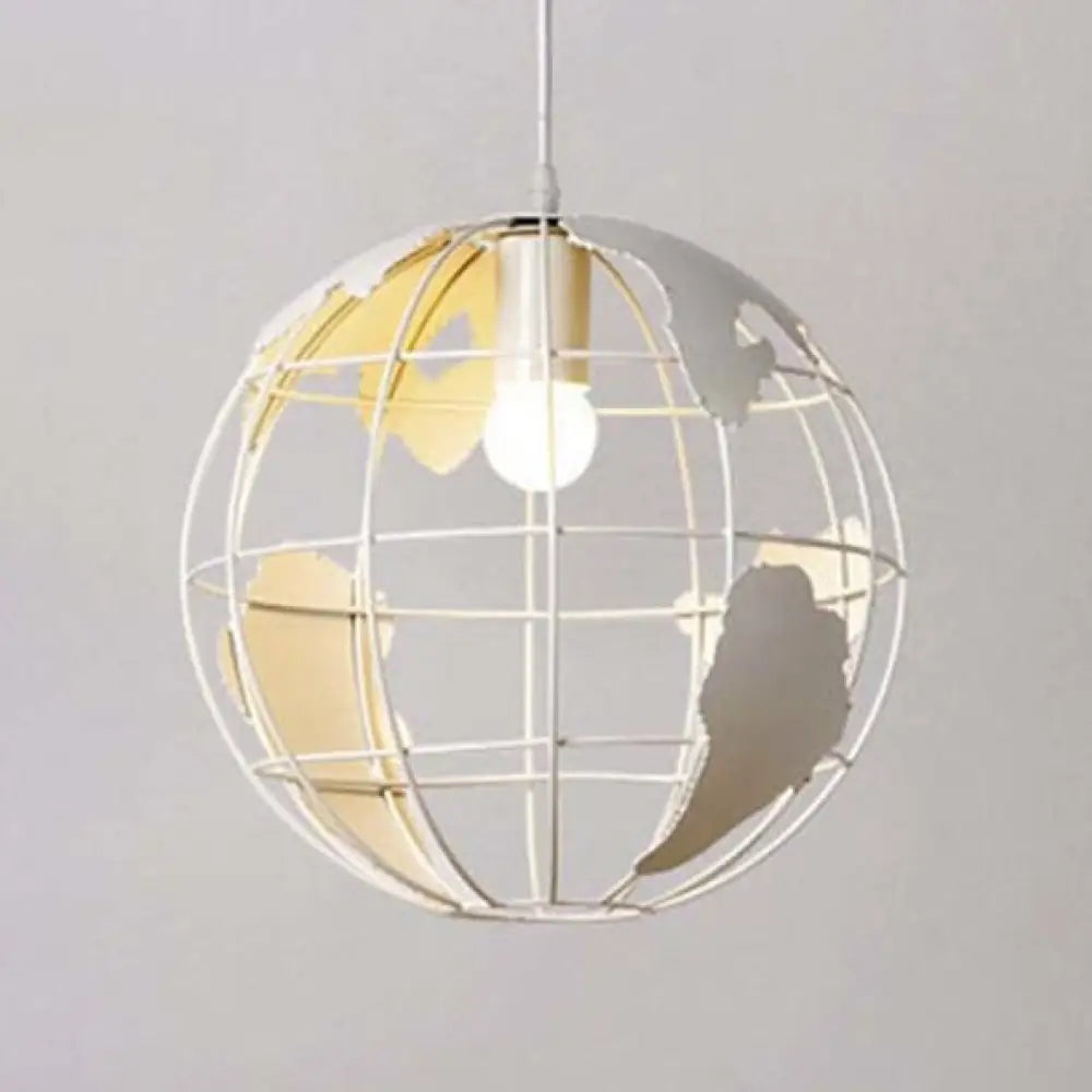 Industrial Metal Pendant Light: 1-Light Living Room Hanging Lamp Globe Cage Design (8’/12’