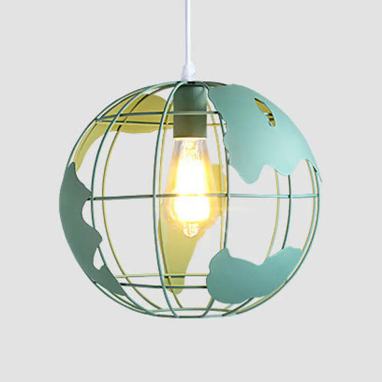 Industrial Metal Pendant Light: 1-Light Living Room Hanging Lamp Globe Cage Design (8’/12’