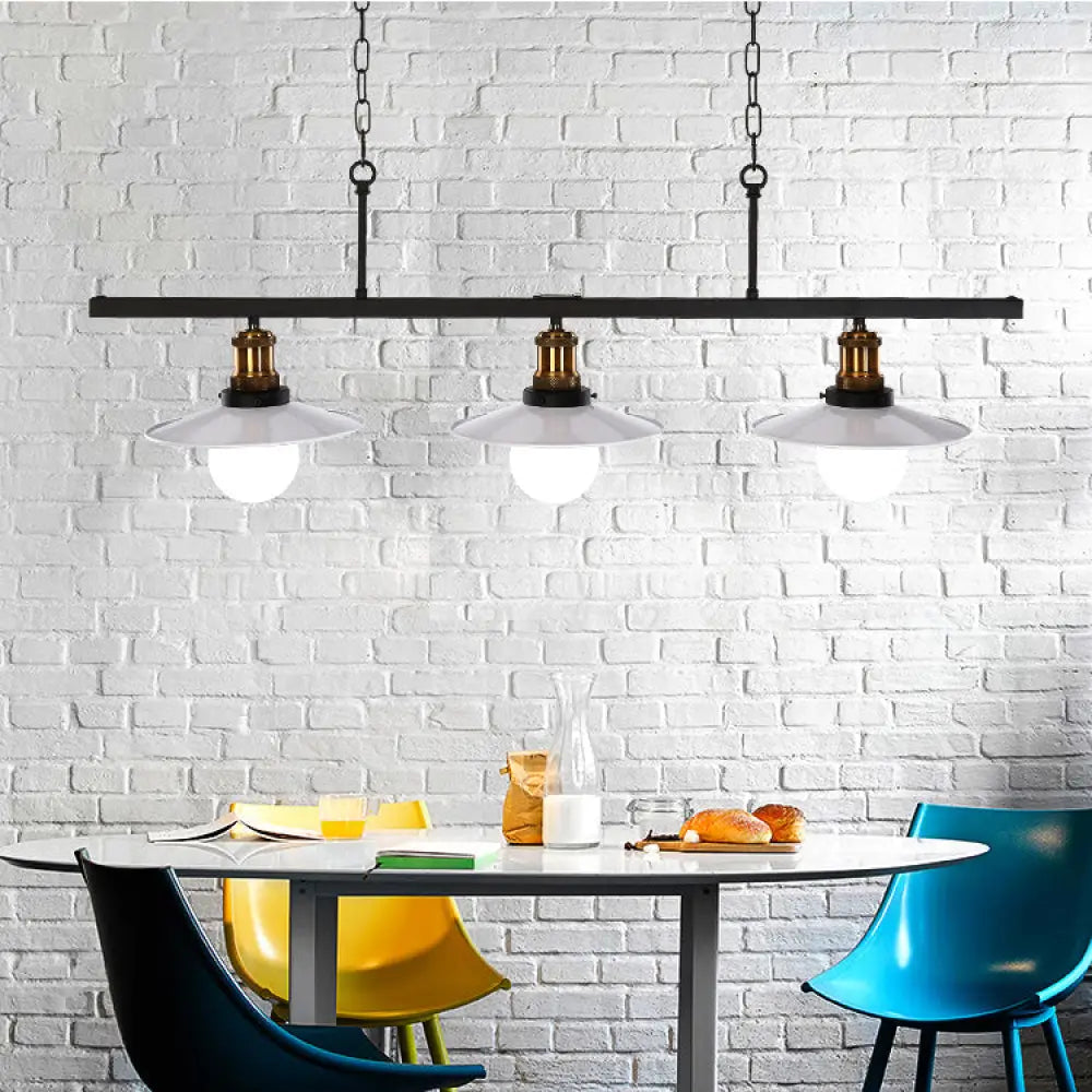 Industrial Metal Pendant Light Fixture For Kitchen Island With White Cone Shades And Chains (2 Or