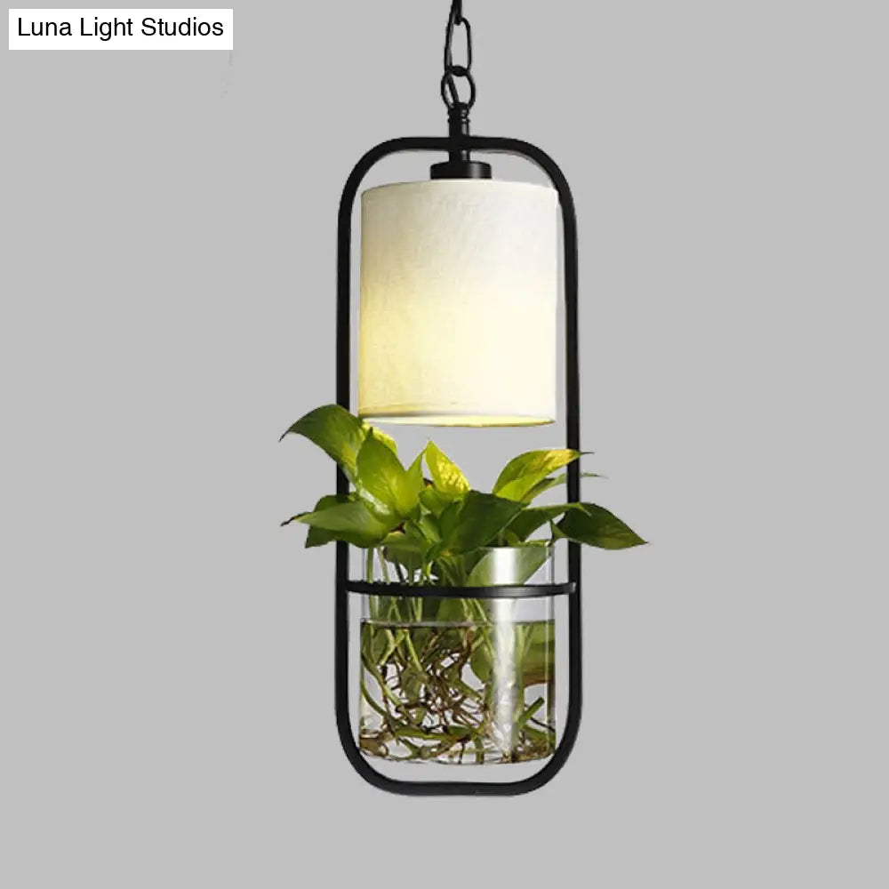 Industrial 1 Light Cylinder Pendant Fixture - Black Metal Led Ceiling Lamp