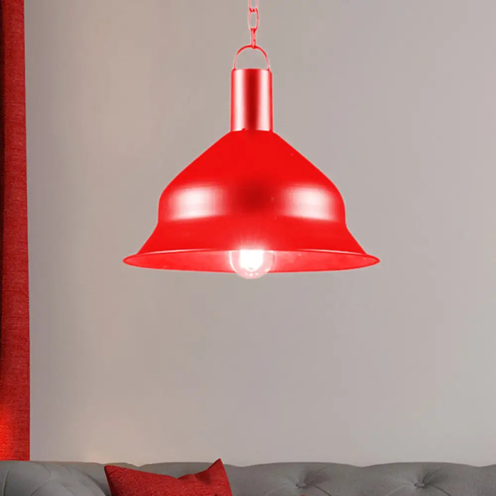 Industrial Metal Pendant Light Kit - Barn Dining Room 1 Black/Red/Yellow Red
