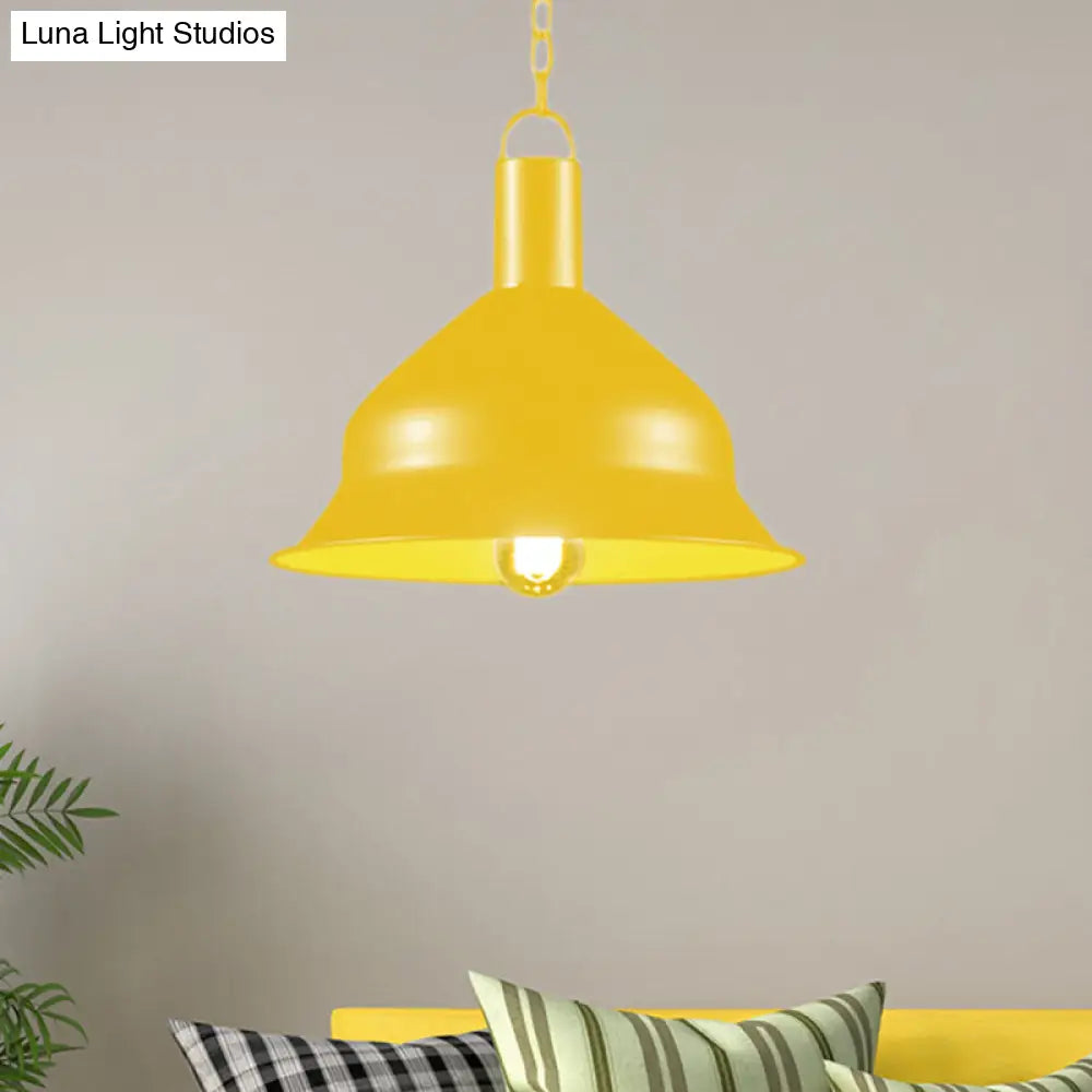 Barn Dining Room Hanging Light Kit - Industrial Metal Pendant Lighting (1-Light Black/Red/Yellow)