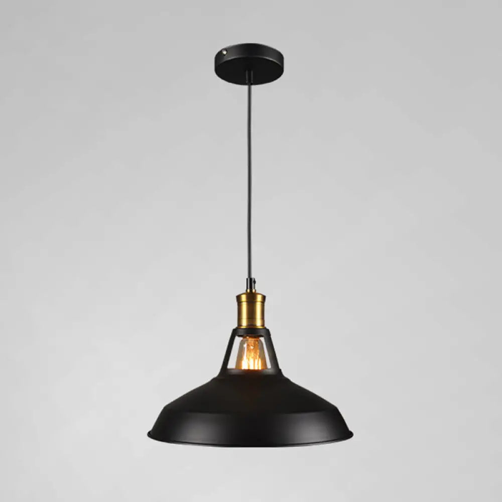 Industrial Metal Pendant Light Kit For Shaded Restaurant - Stylish Hanging Fixture Black / 8’