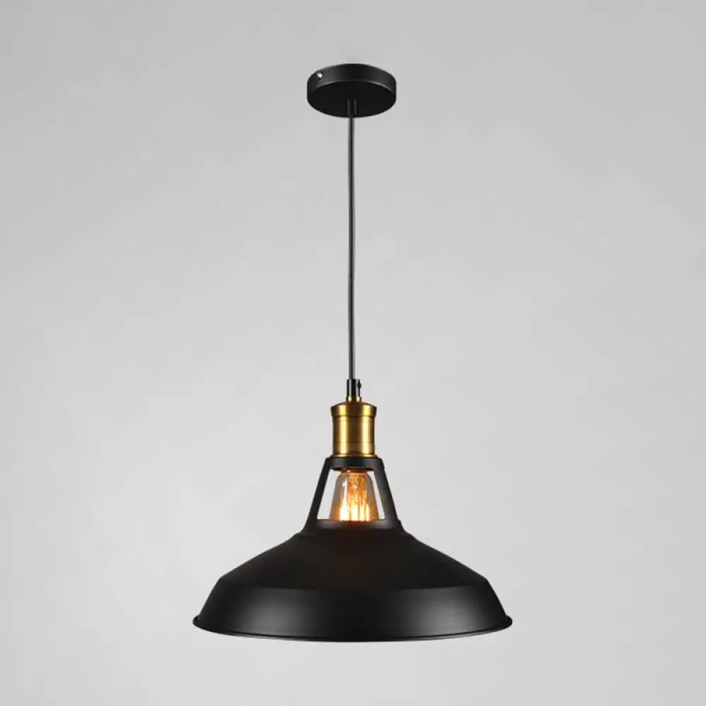 Industrial Metal Pendant Light Kit For Shaded Restaurant - Stylish Hanging Fixture Black / 9’