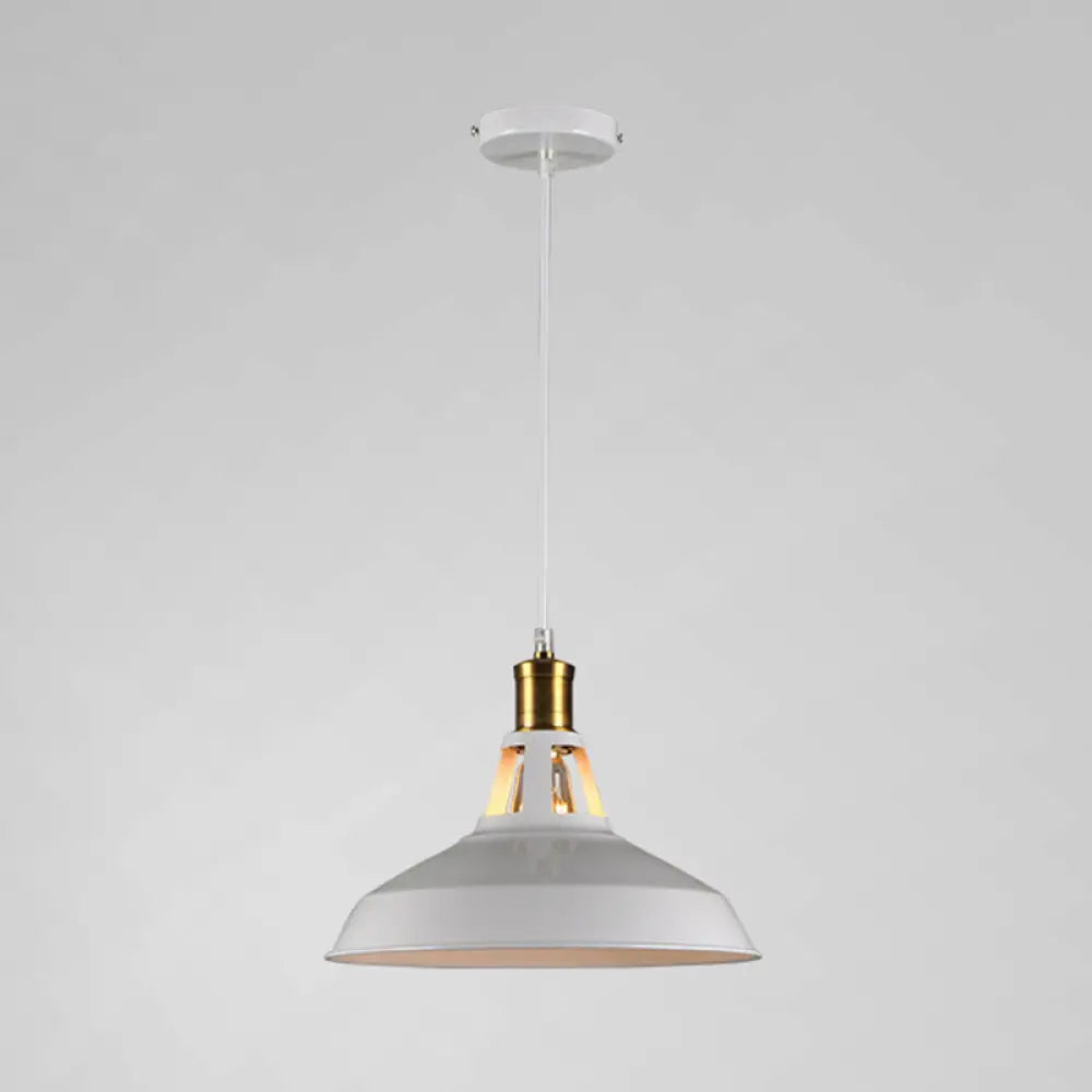 Industrial Metal Pendant Light Kit For Shaded Restaurant - Stylish Hanging Fixture White / 8’