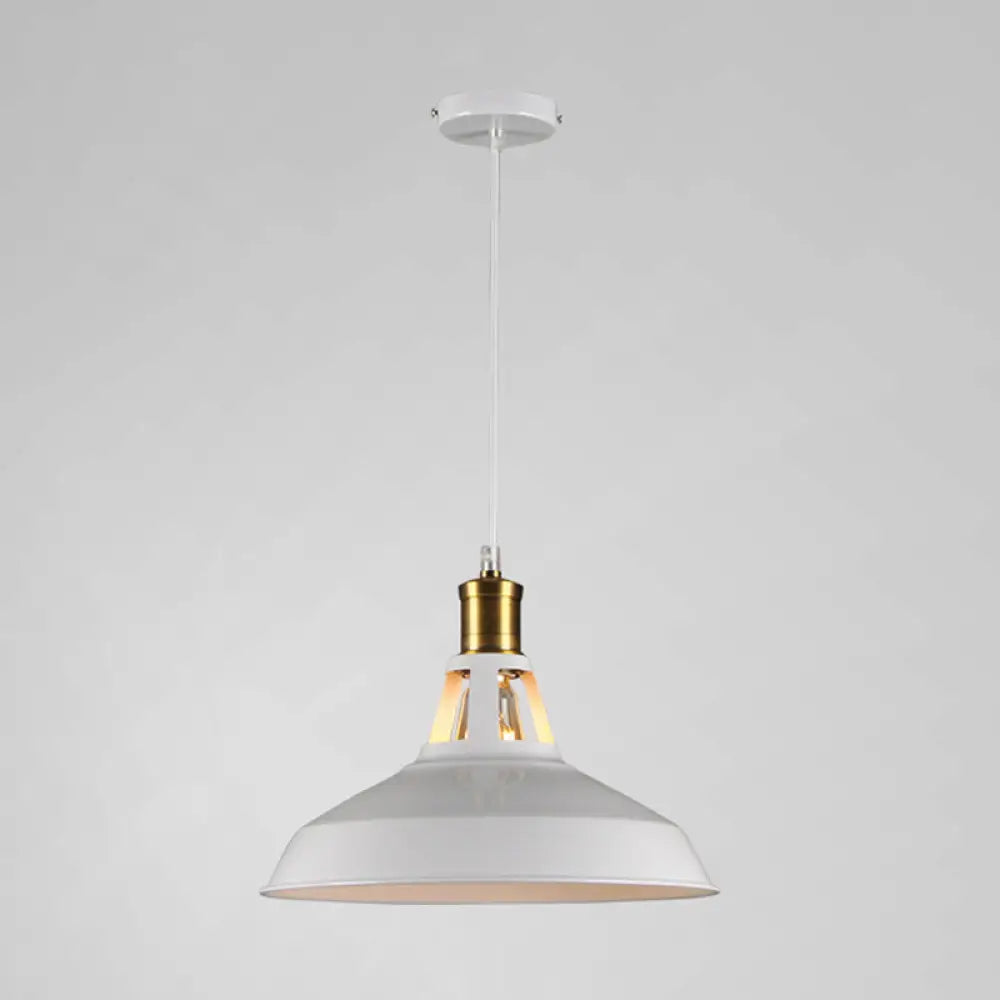 Industrial Metal Pendant Light Kit For Shaded Restaurant - Stylish Hanging Fixture White / 9’