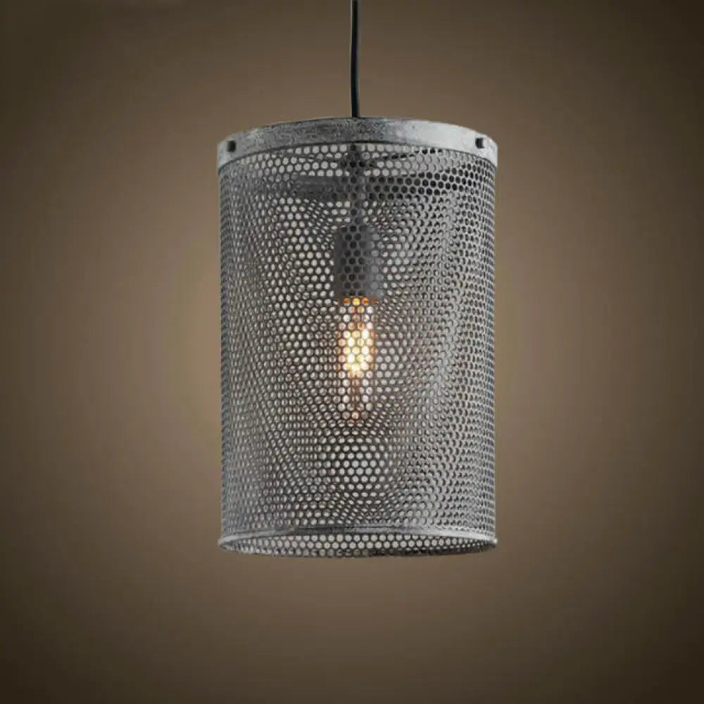 Industrial Metal Pendant Light - Sliver Cylinder Design For Dining Room Hanging Lamp Silver