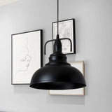 Industrial Metal Pendant Light With Adjustable Cord - 11.5/14 Black Dome Shade 1-Light Fixture For