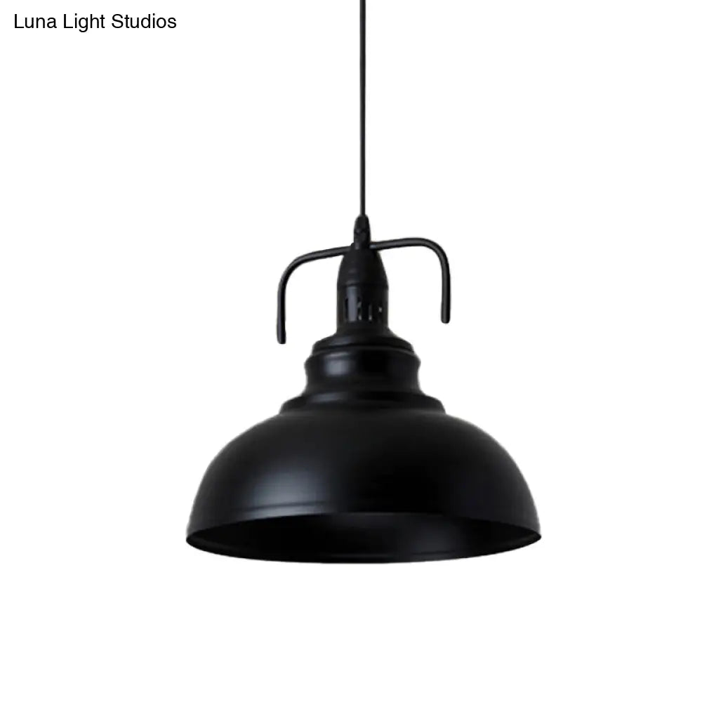 Industrial Metal Pendant Light With Adjustable Cord - 11.5/14 Black Dome Shade 1-Light Fixture For